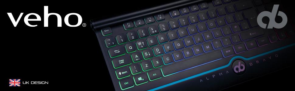 Alpha Bravo GK1 USB Gaming Keyboard, UK layout, backlit low profile keys, Win 2000/XP/Vista/7/8/10