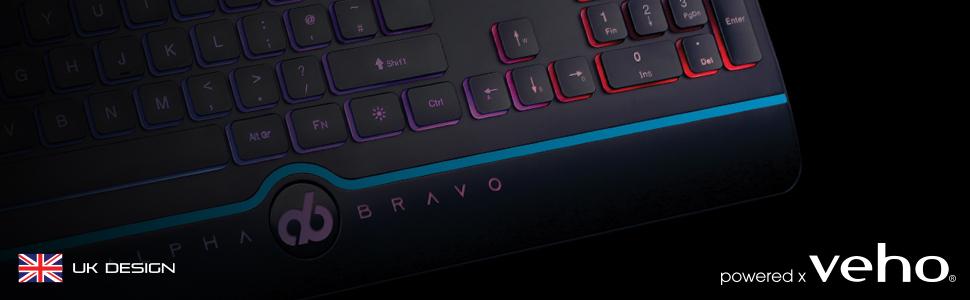 Alpha Bravo GK1 USB Gaming Keyboard, UK layout, backlit low profile keys, Win 2000/XP/Vista/7/8/10