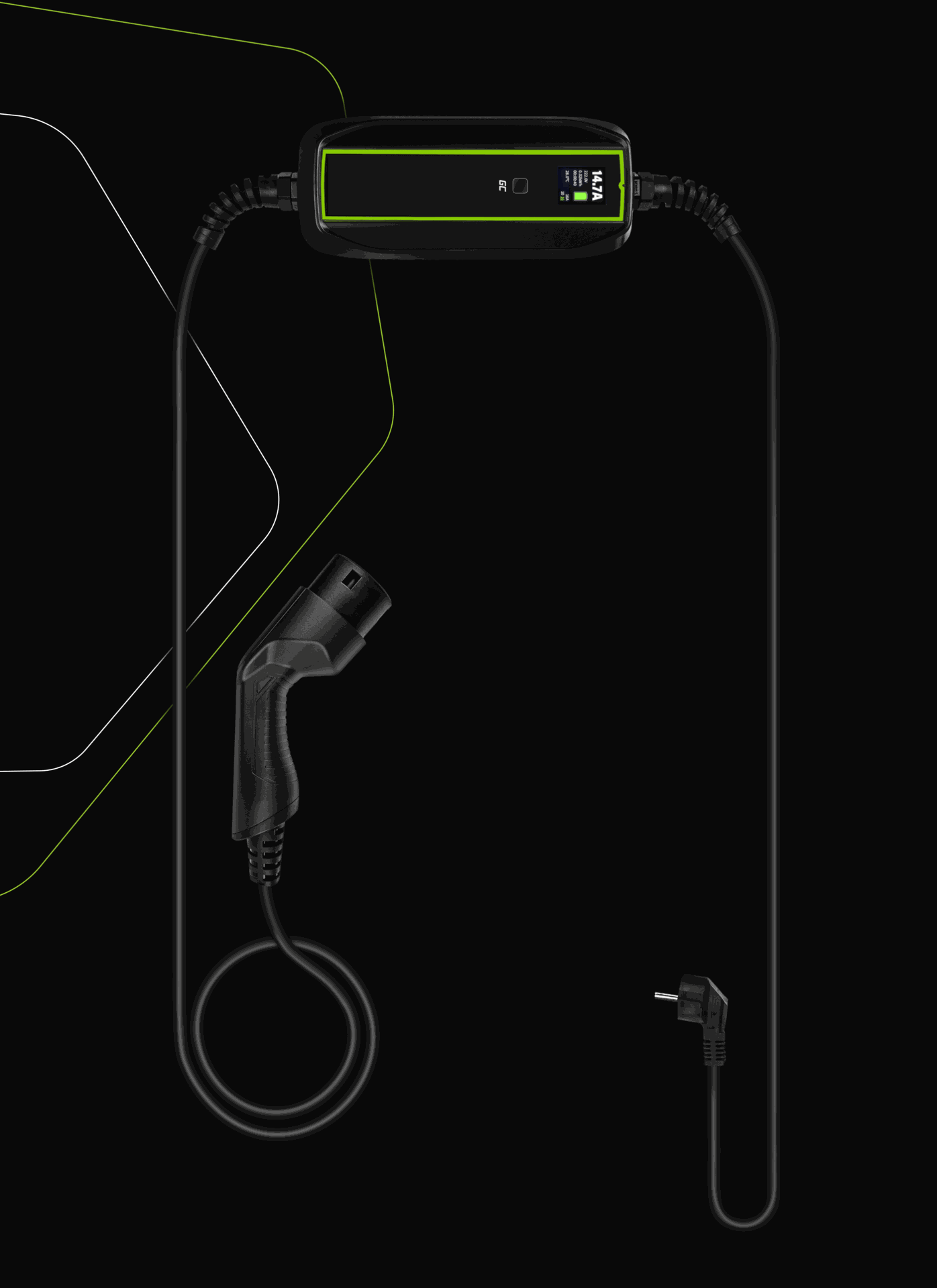 EV charger cable with LCD