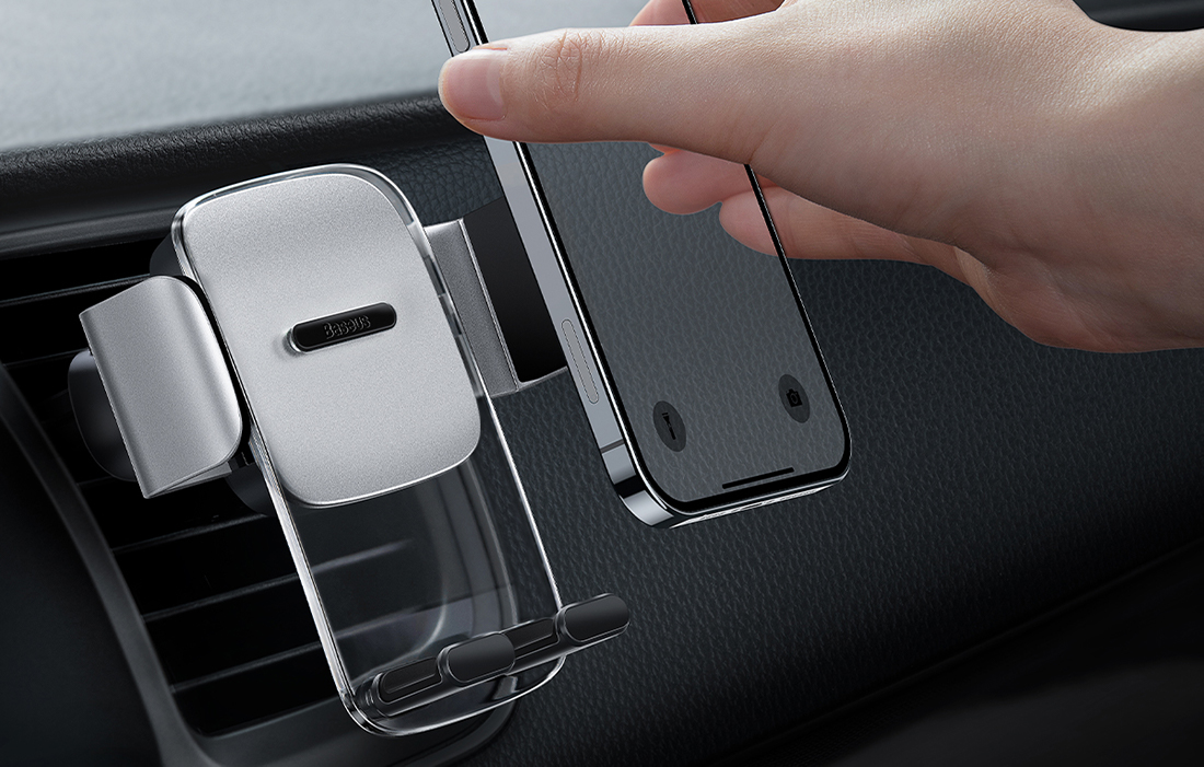 Baseus Easy Control holder securing a phone during rough driving