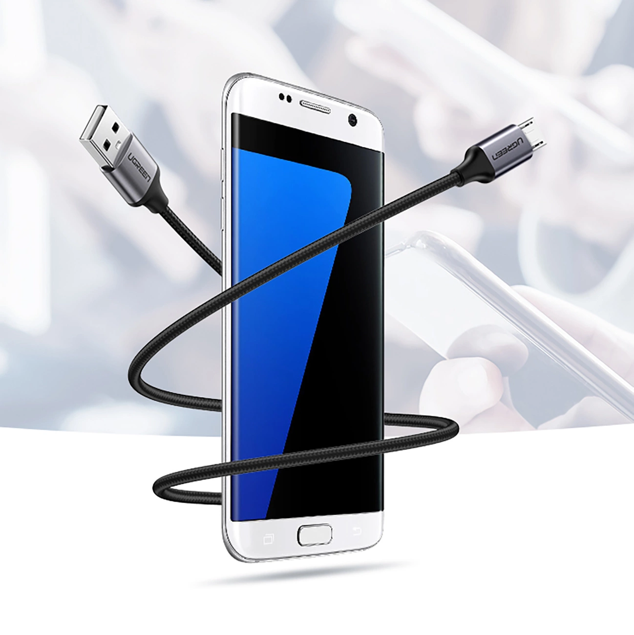 Phone wrapped with Ugreen US290 cable