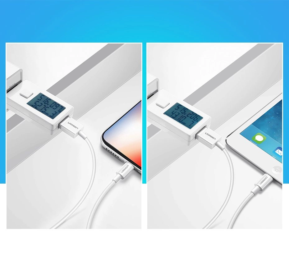 iPhone and iPad connected to charging with a Ugreen US155 cable