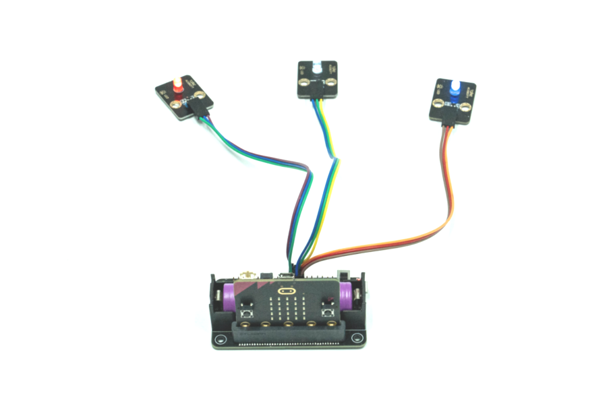Three LEDs blinking on the Microbit-Shield-V1.0