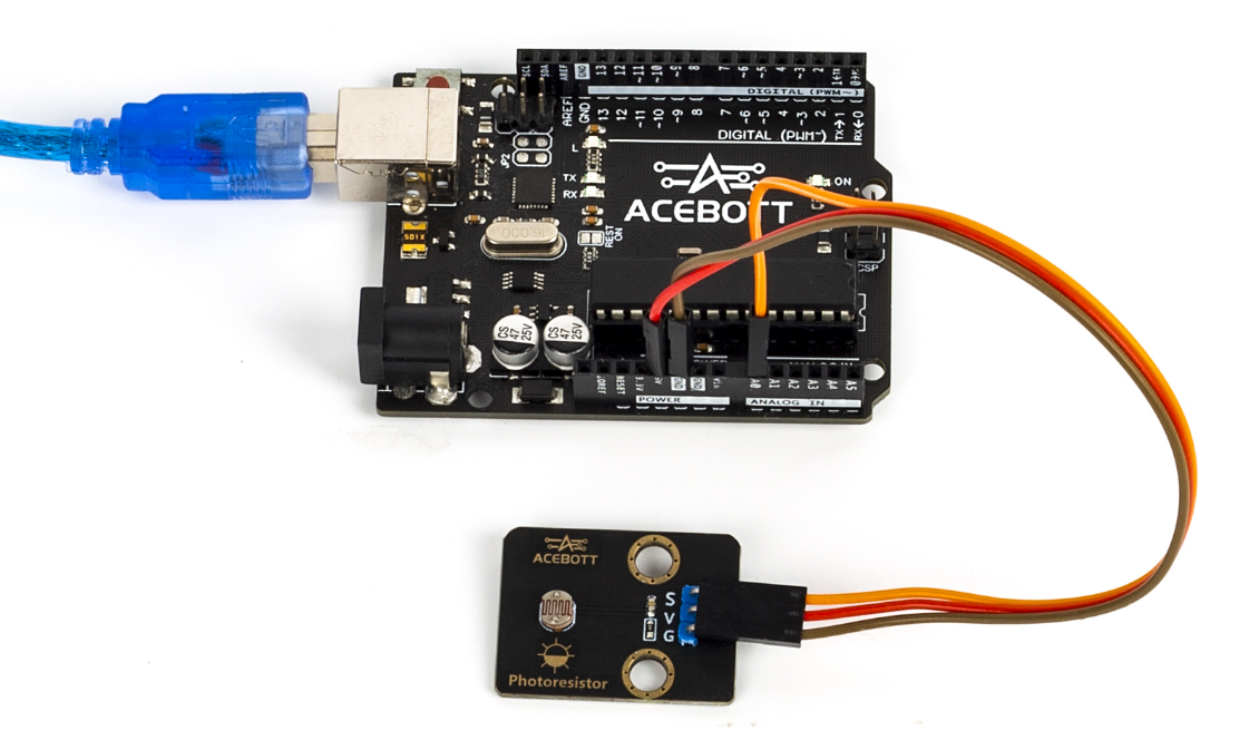 Serial monitor showing different readings with light changes