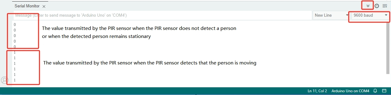 PIR sensor test demonstration image