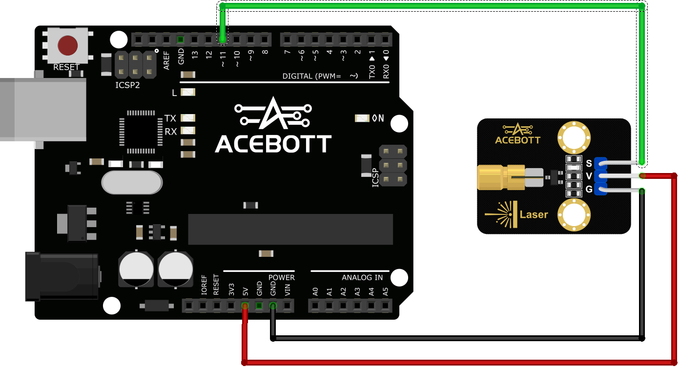 ACEBOTT laser module board and pinout