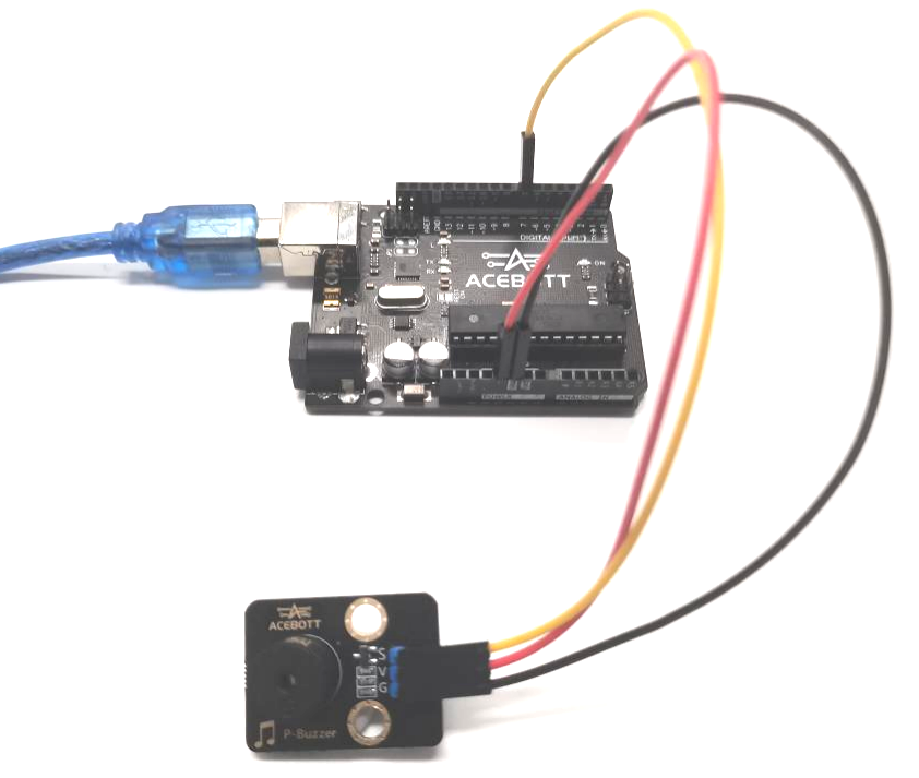 Buzzer module connected and playing melody