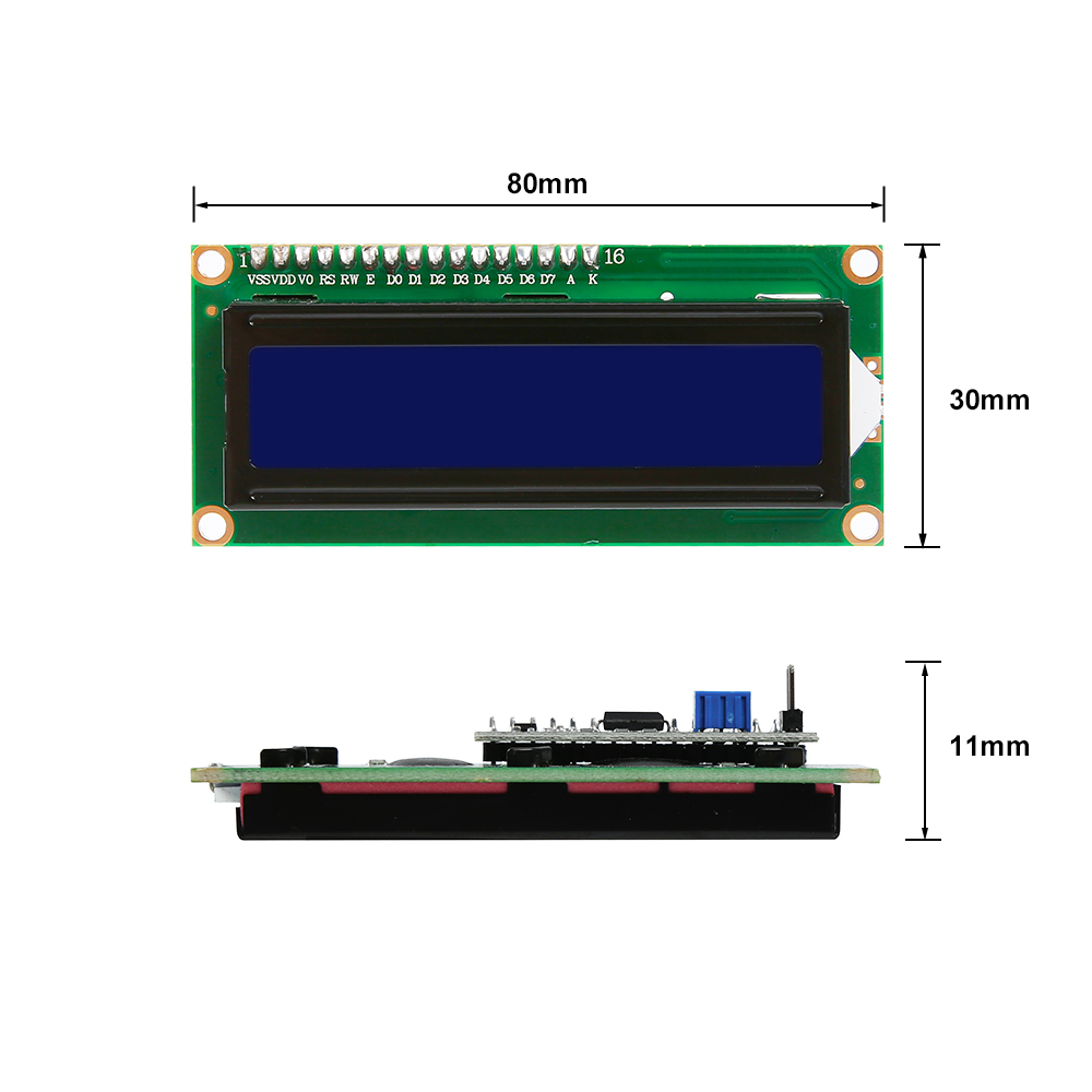 LCD1602 module rear view with I2C backpack