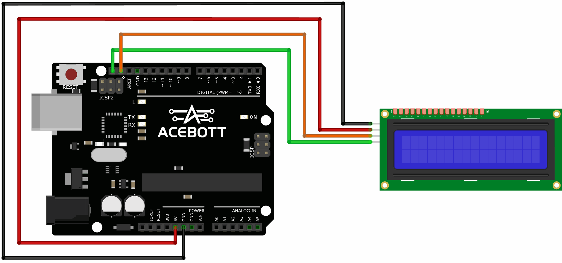 LCD1602 I2C wiring diagram to UNO