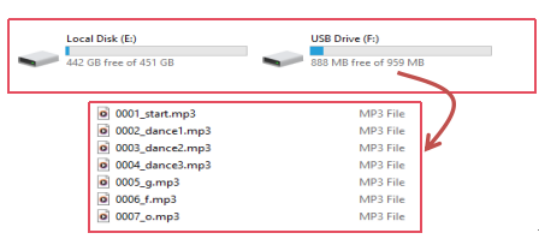 Copy MP3 files into the new folder on system disk
