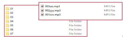 Naming rules for folders and files on TF card