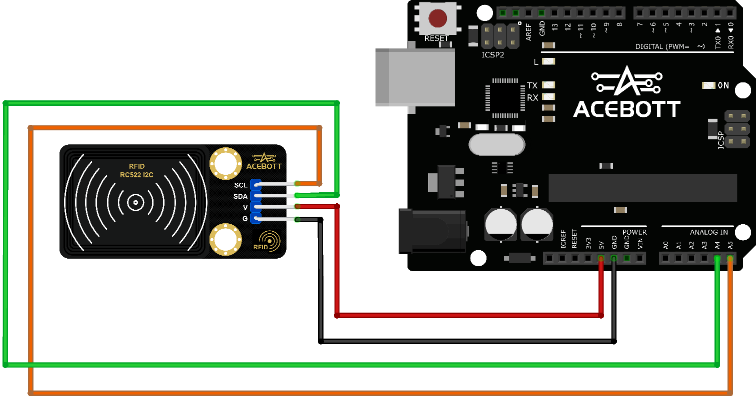 RFID RC522 I2C to Arduino UNO wiring diagram