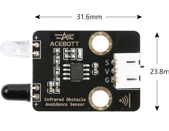 Infrared obstacle avoidance sensor board top view