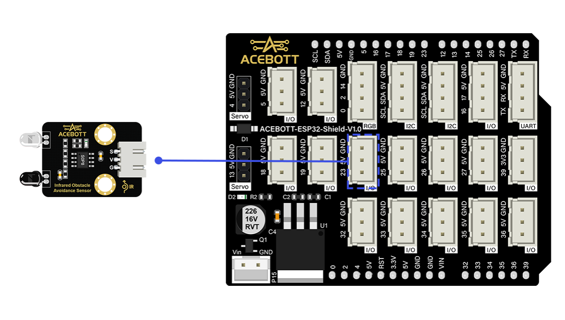 Infrared obstacle avoidance sensor wiring with ESP32