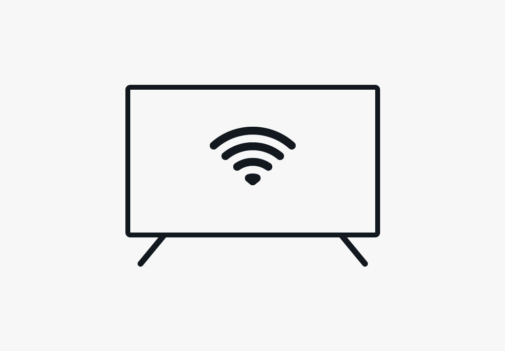 Illustration of an HDTV with a wifi icon on screen