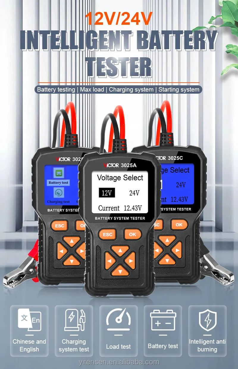 Victor 3025A Battery Tester Side View