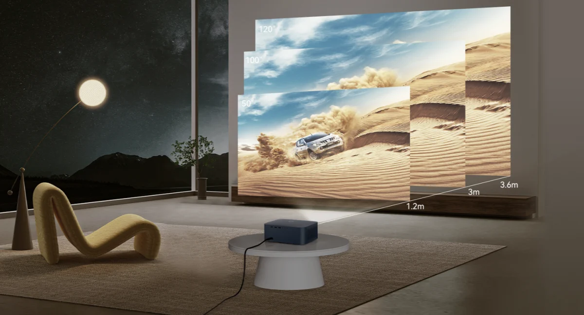 Wanbo X2 Max projecting in bright room