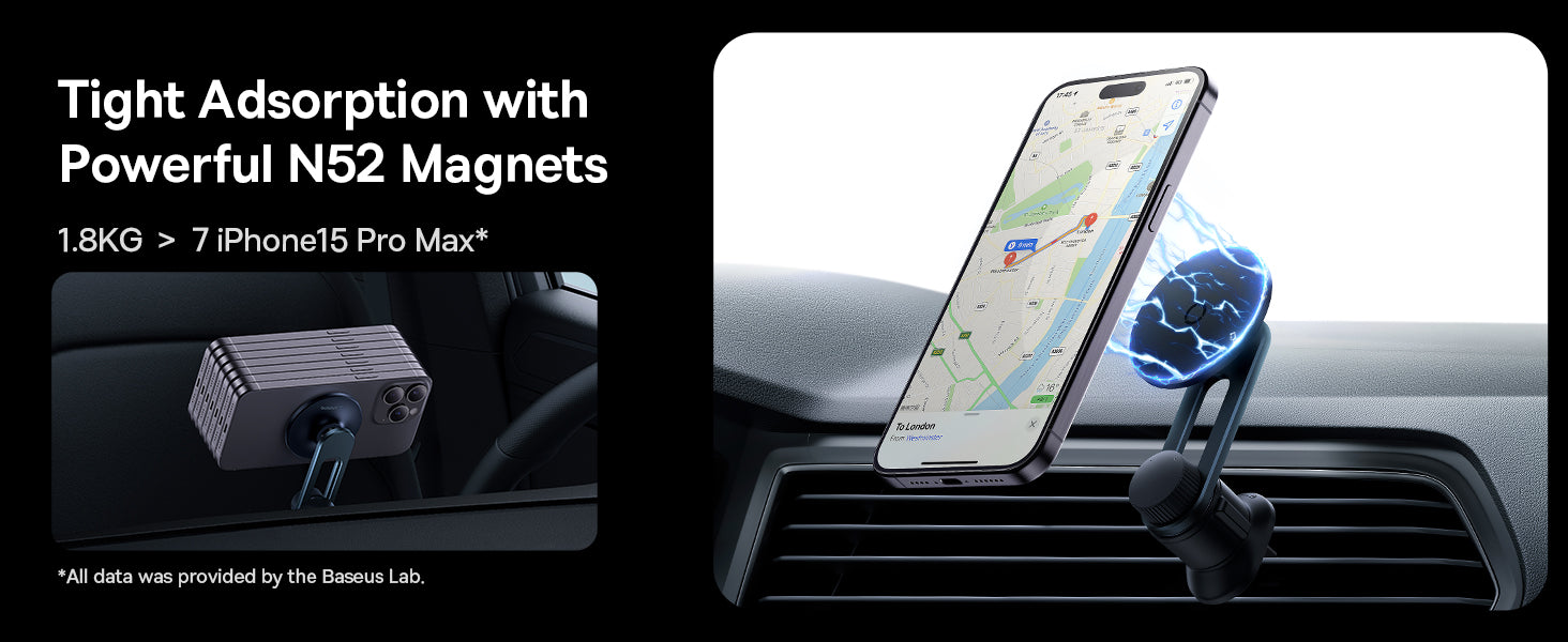 Baseus MagPro mounted on car vent with phone