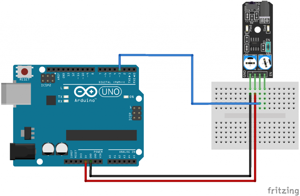 KY-032 infrared obstacle avoidance sensor wiring diagram