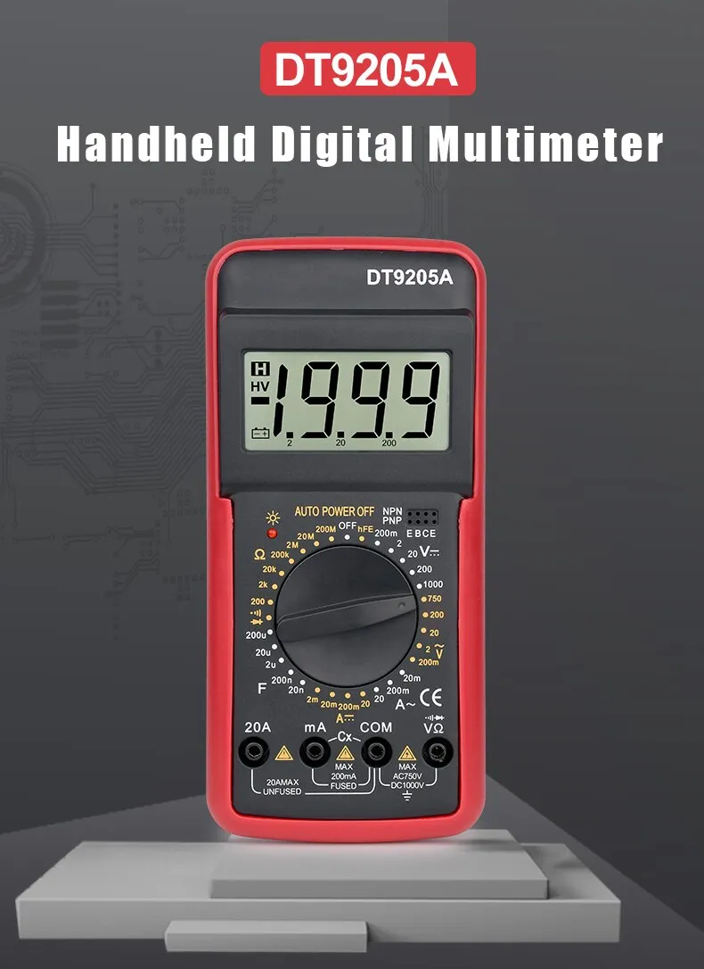 DT9205A Digital Multimeter front view