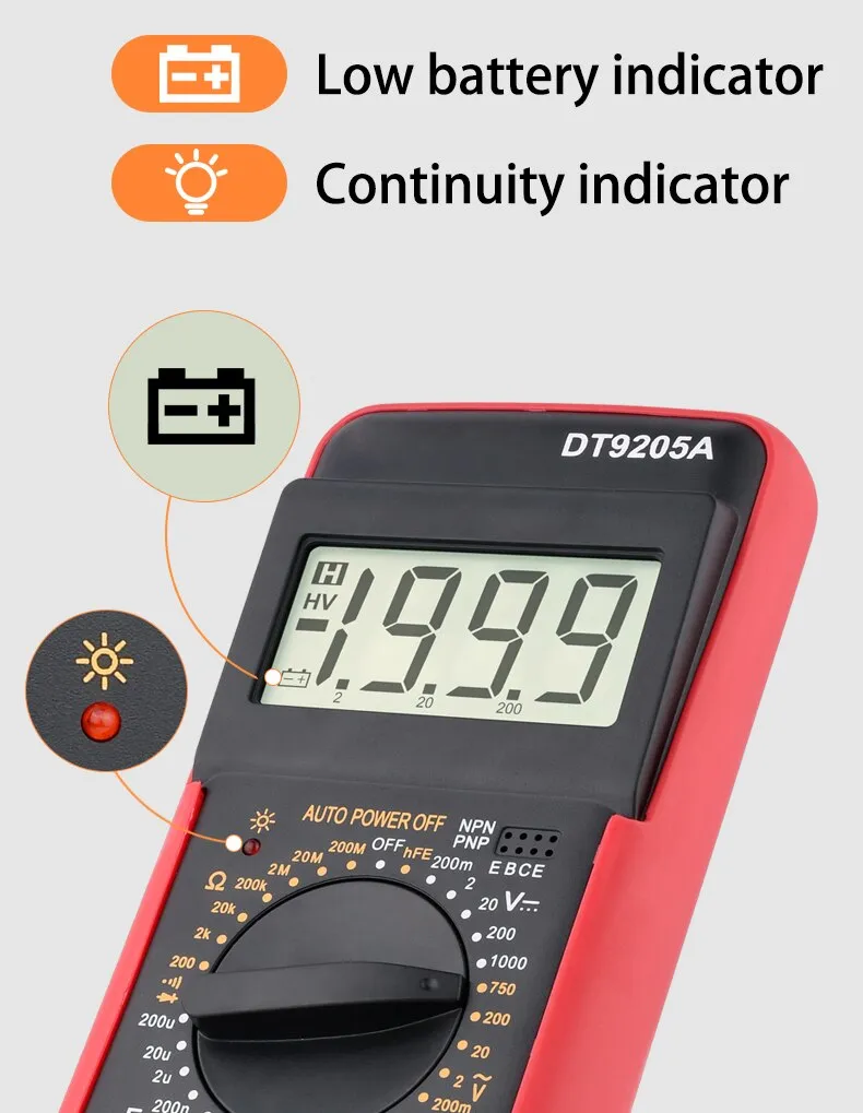 DT9205A measurement probe connection