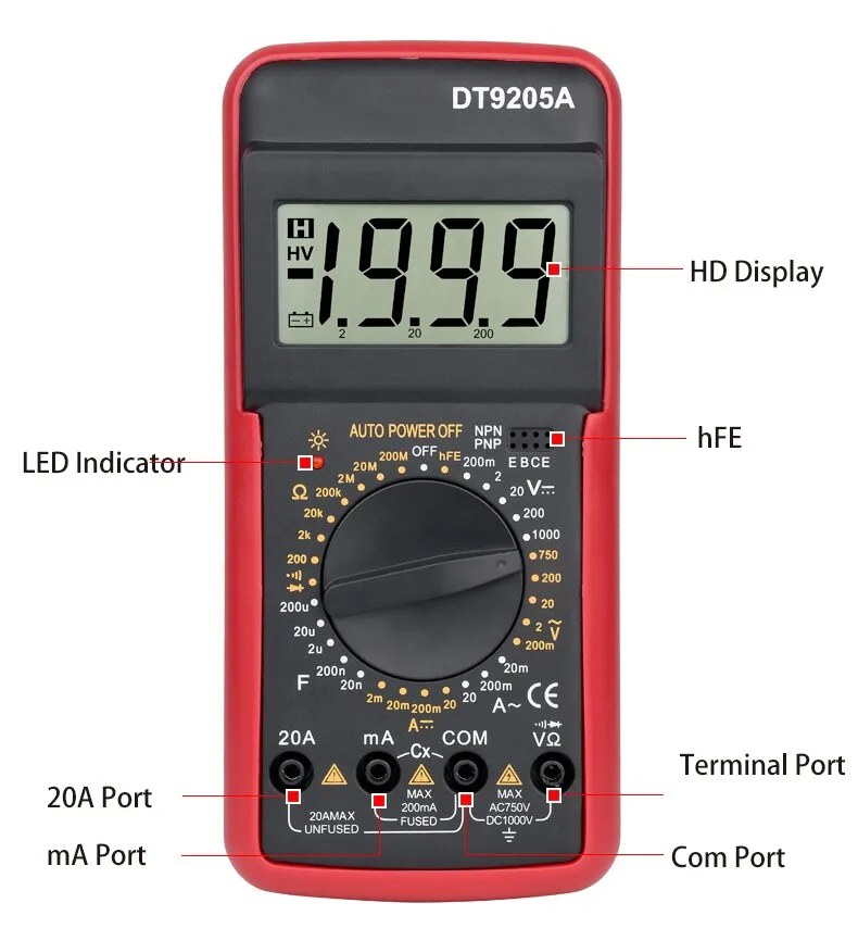 DT9205A product packaging