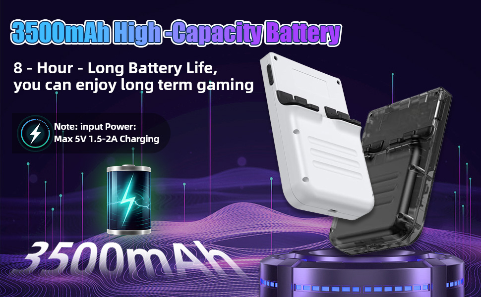 3500mAh battery provides 6-8 hours of playtime