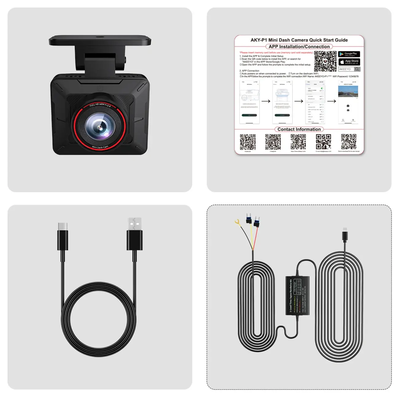 AKEEYO P1 dashcam front view