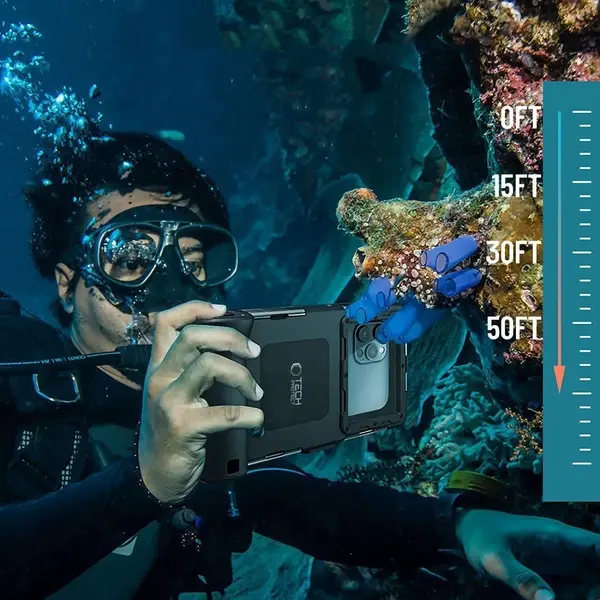 Tech-Protect waterproof case with phone window and lanyard