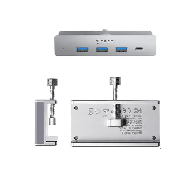Orico MH4PC clamp mount attached to a monitor or desk edge