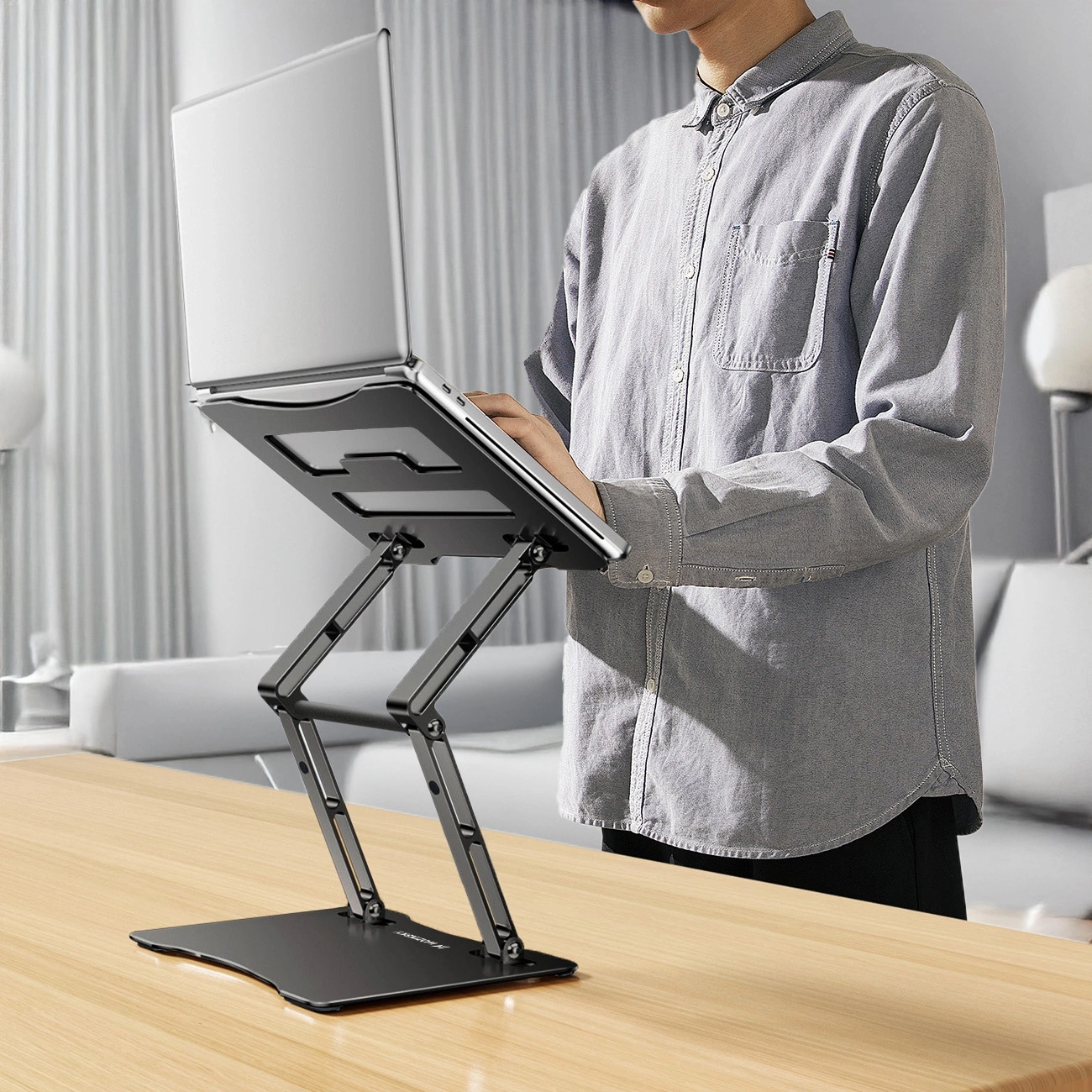 Wozinsky laptop stand dual-axis angle and height adjustment