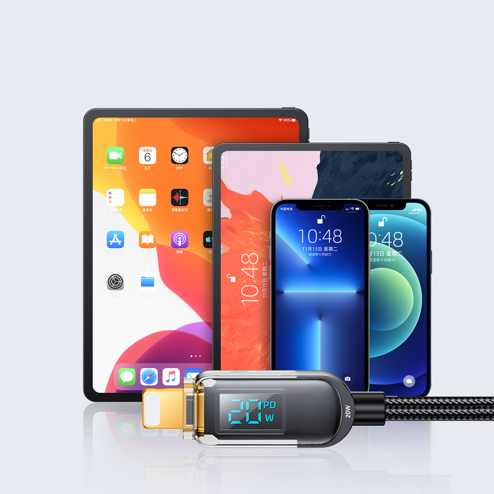 Joyroom A4 USB-C to Lightning charging cable with LED display