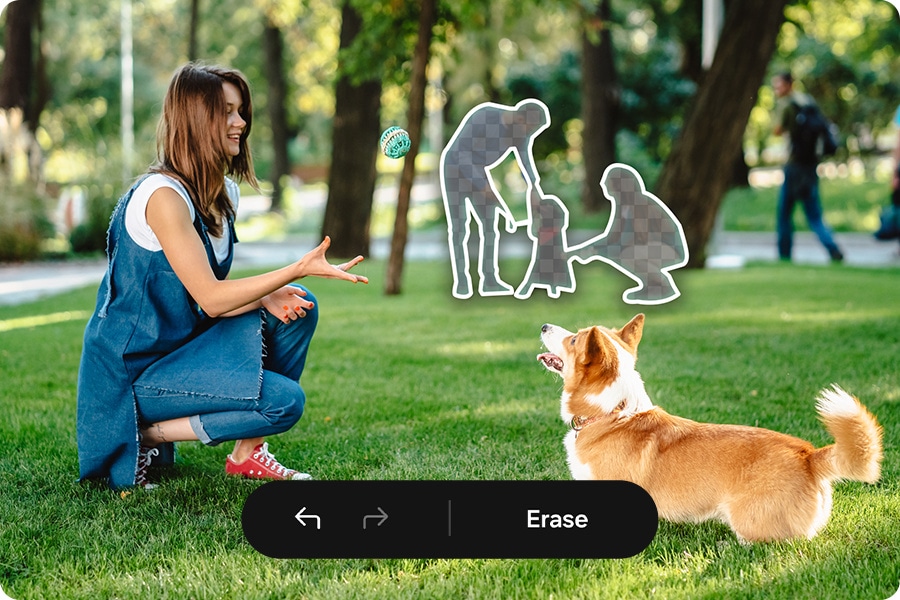 Unwanted background objects removed with Object Eraser