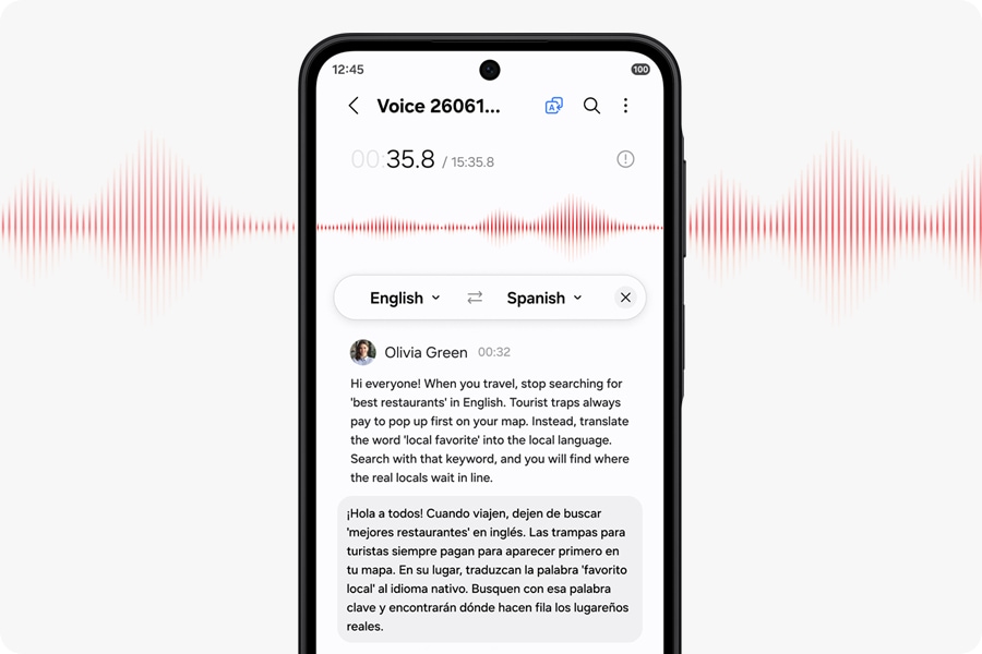 Voice recording converted into text on Galaxy A27 5G