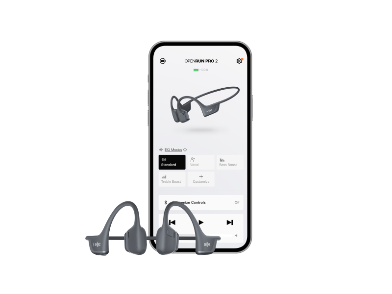 Shokz App displayed with OpenRun Pro 2 headphones