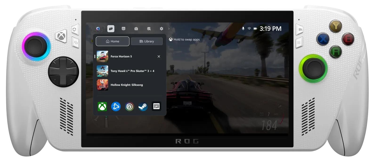 ROG Xbox Ally showing Xbox full screen experience and Game Bar
