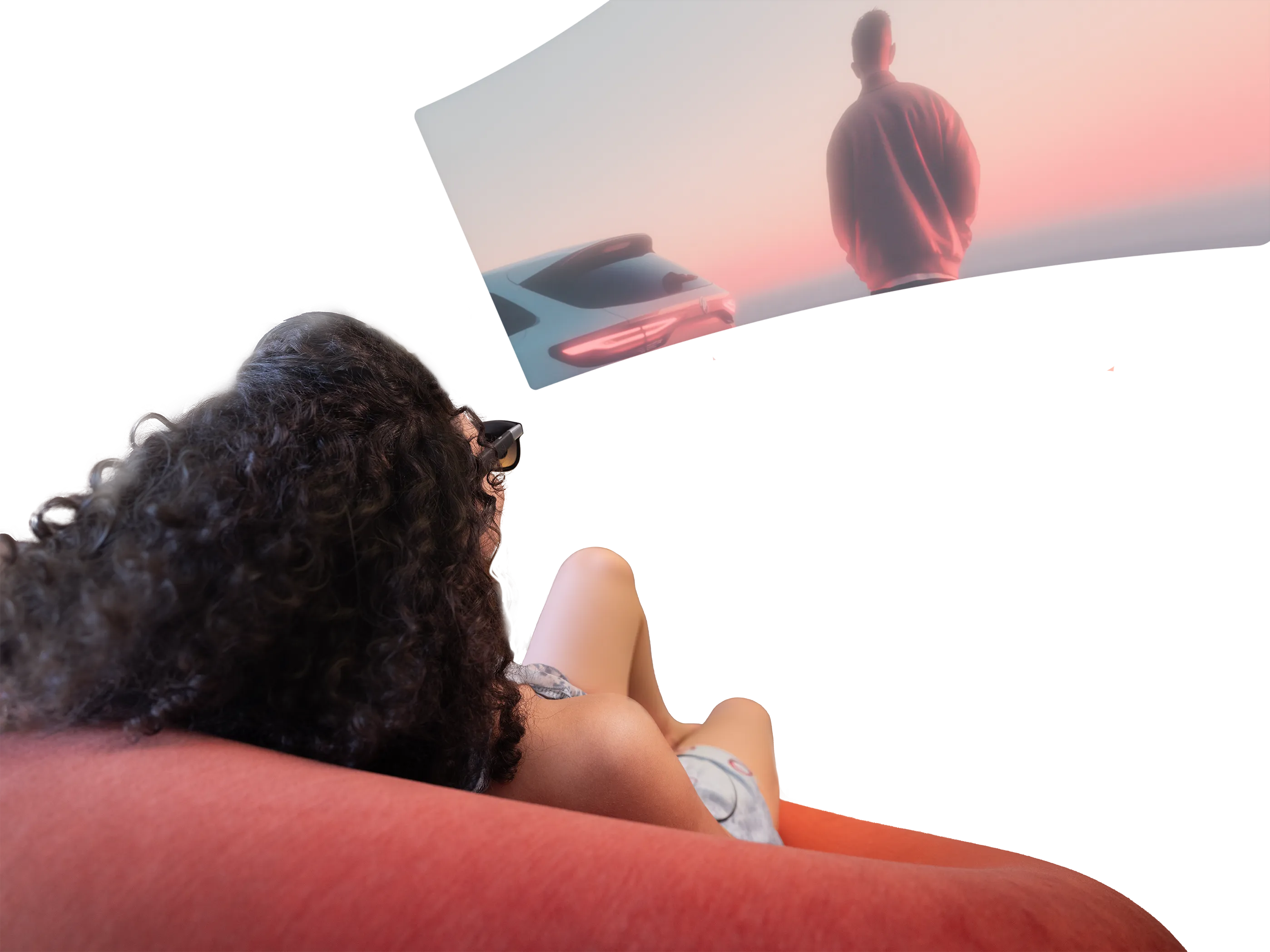 Person viewing a large virtual display through XREAL One Pro