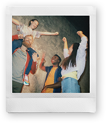 Group photograph printed on INSTAX SQUARE film