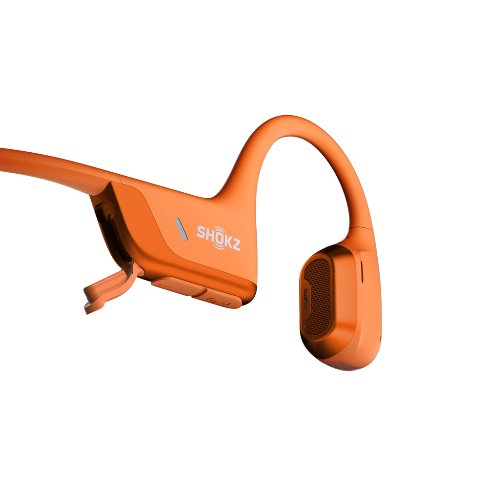 Close-up of Shokz OpenRun Pro 2 headphone controls and driver