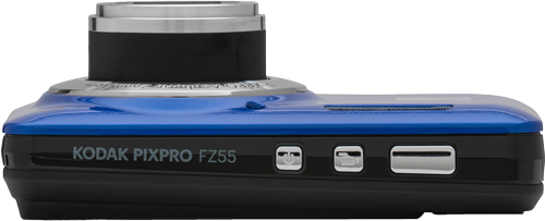Blue KODAK PIXPRO FZ55 showing its compact body and zoom lens