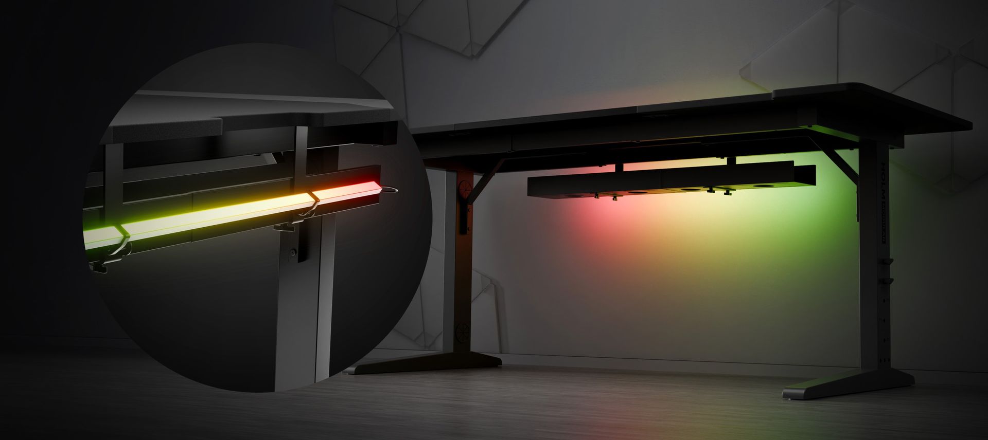 Genesis Holm Modular desk with ambient LED lighting