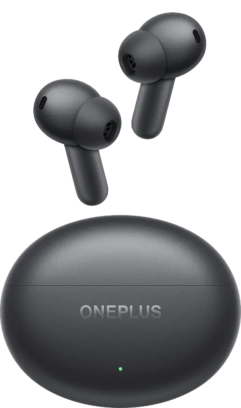 Storm Gray OnePlus Buds 4 and charging case