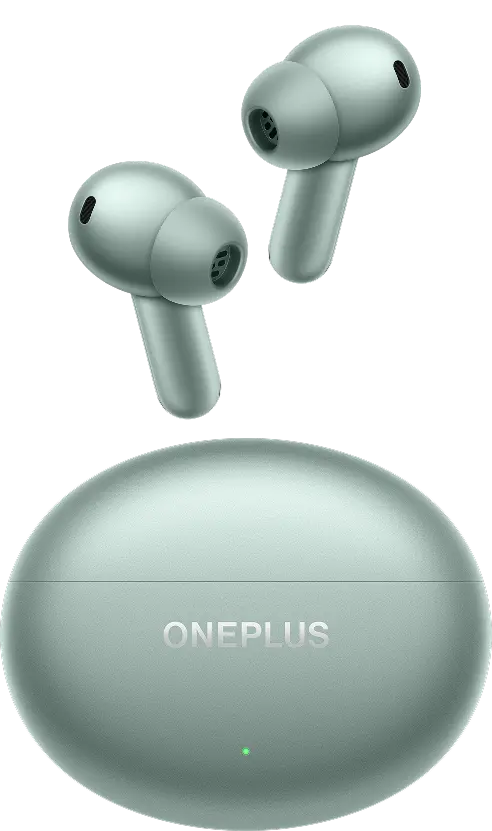 Zen Green OnePlus Buds 4 and charging case