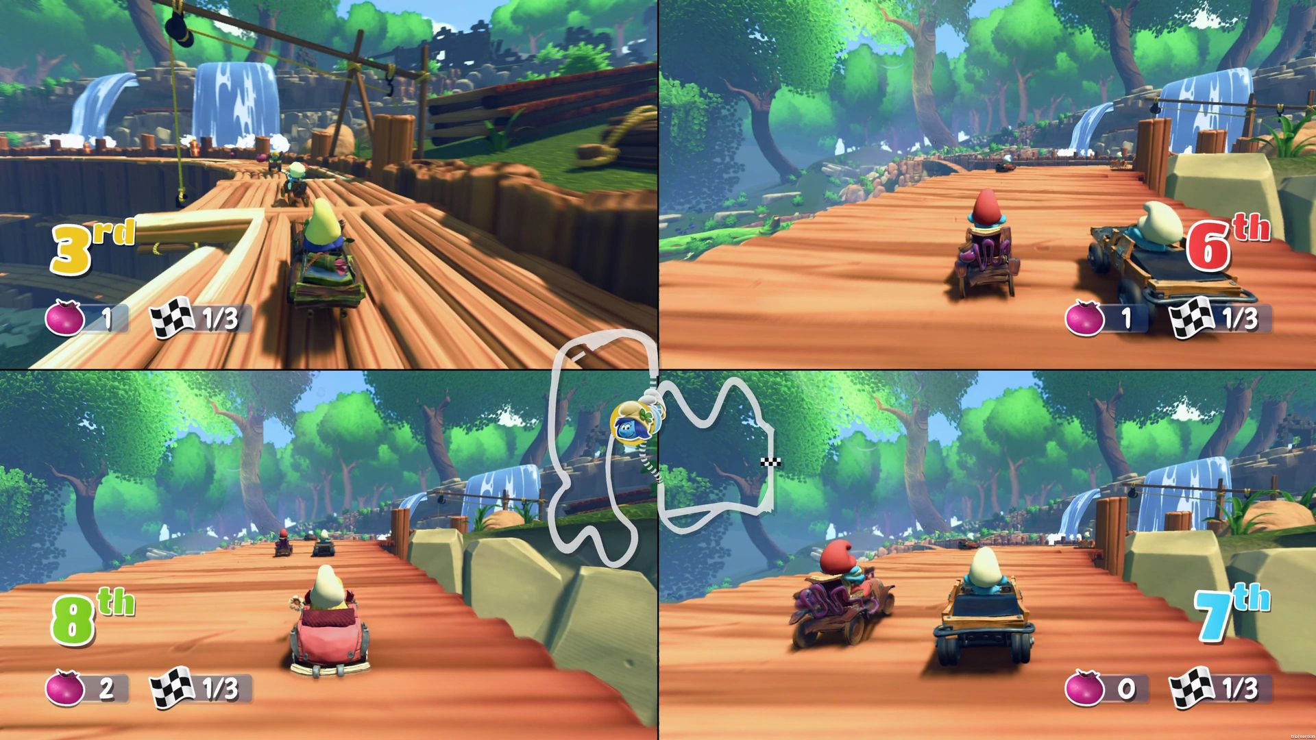 Smurfs Kart gameplay with Smurfs competing in a kart race