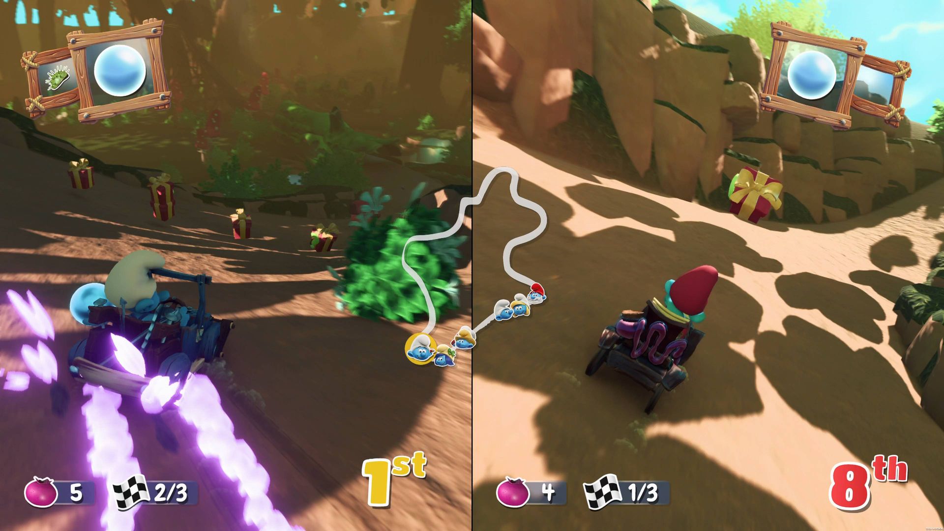 Smurfs Kart race featuring colourful tracks and kart racing action