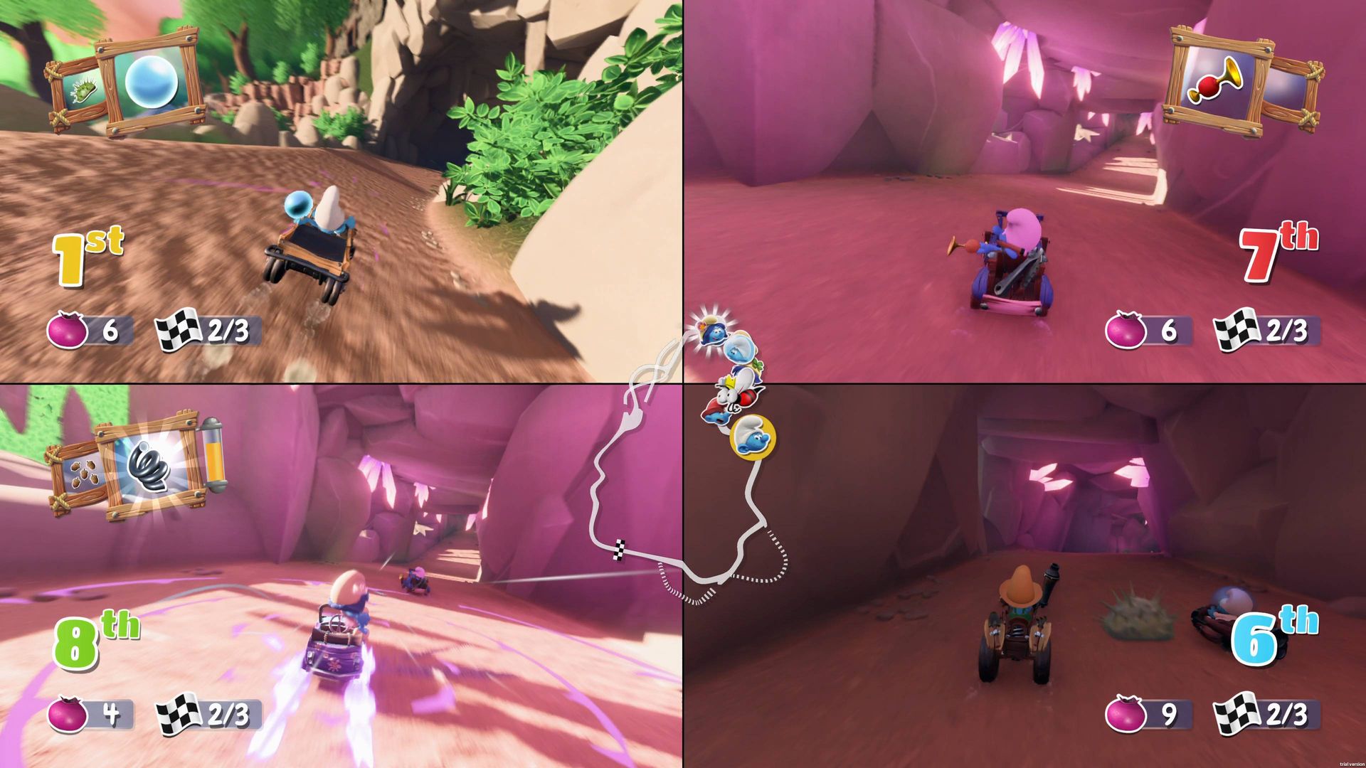 Smurfs Kart racing through a detailed track environment