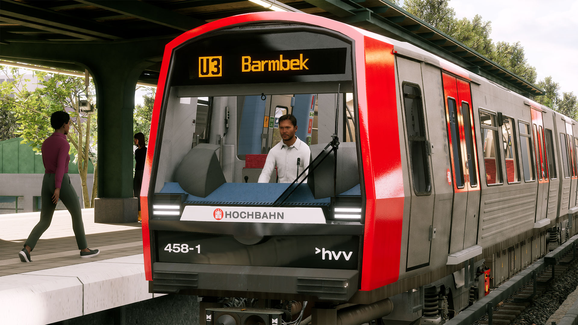 Hamburg U3 DT5 train at a station in SubwaySim 2