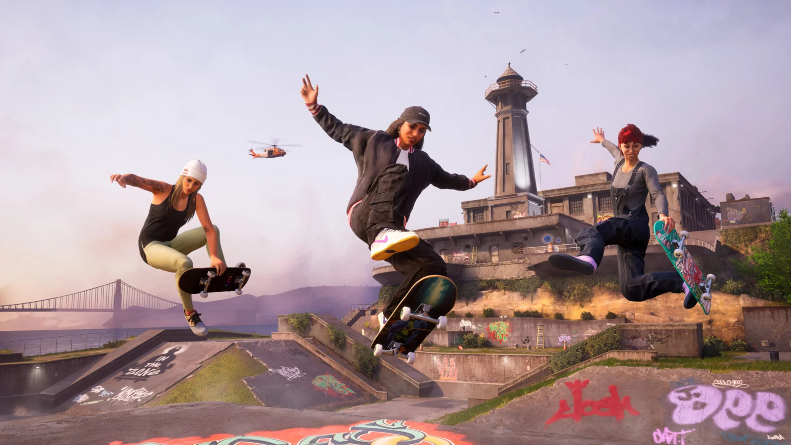 Tony Hawk's Pro Skater 3 + 4 skaters performing aerial tricks