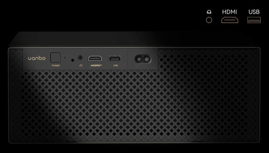 Wanbo X7 Pro Max HDMI USB and AUX connectivity