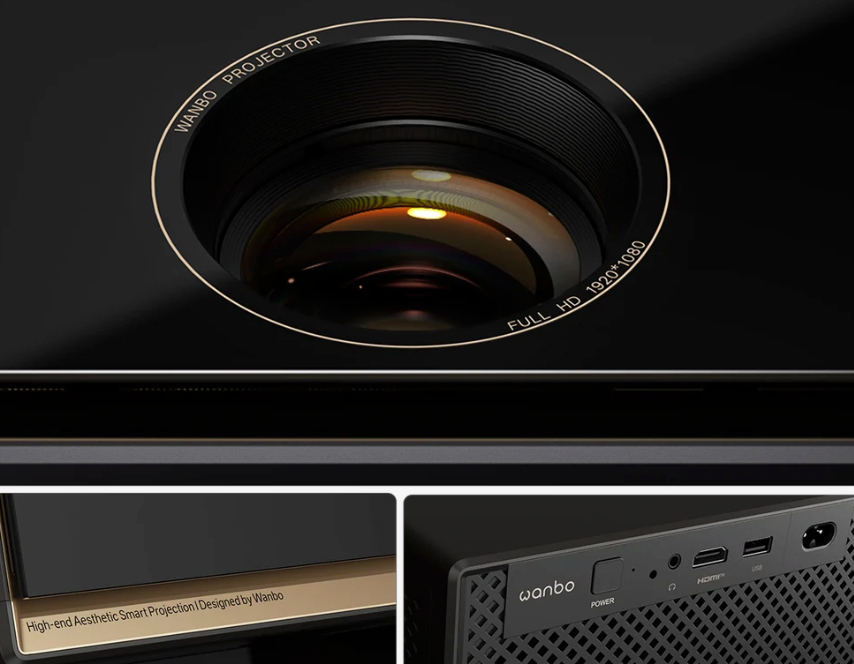 Wanbo X7 Pro Max Obsidian Gold projector design
